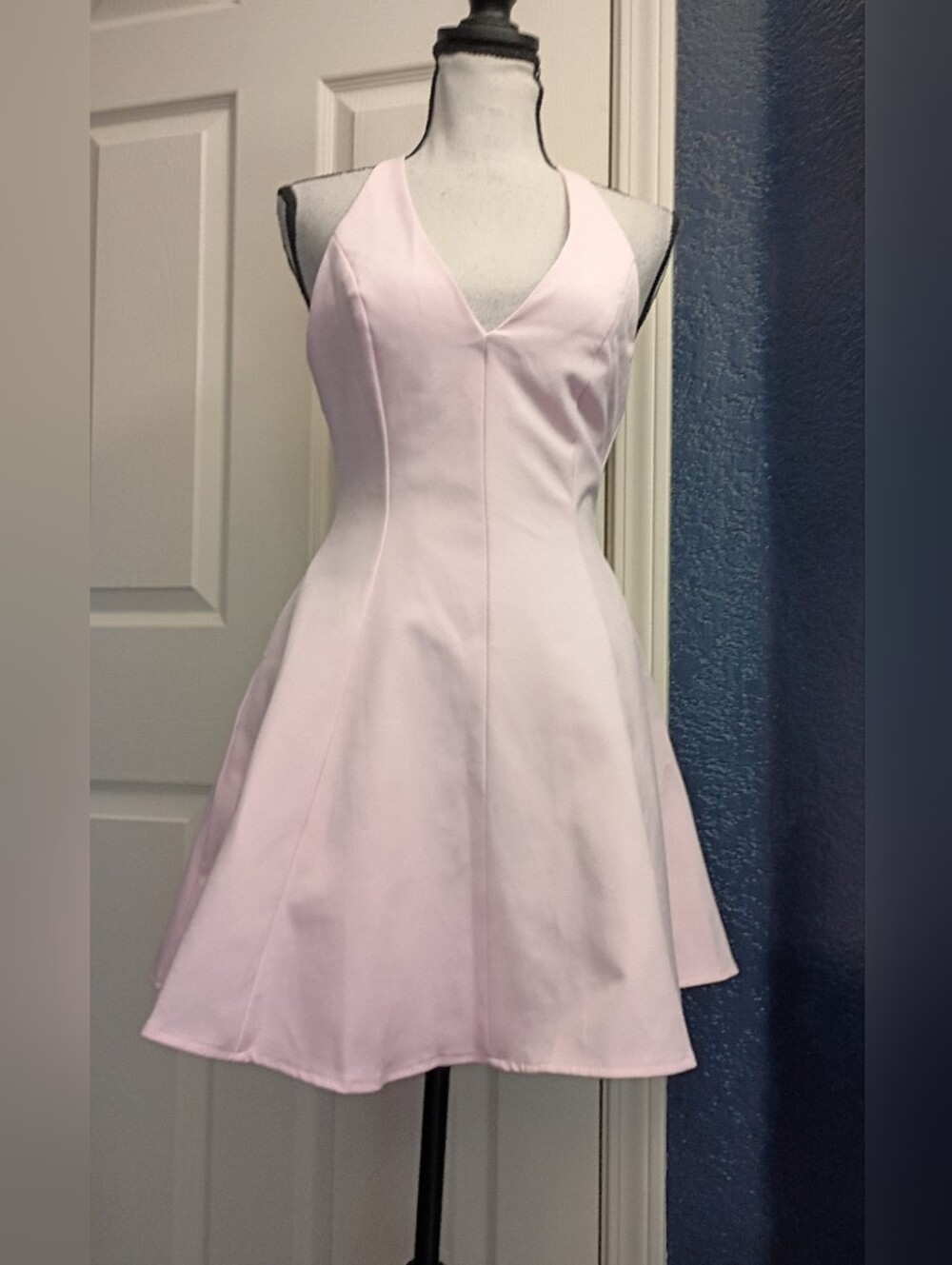 Zara Pastel Pink V-Neck Fit-and-Flare Dress